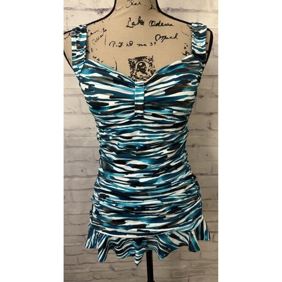 Swim Solutions Separates Tankini Top 12 Lakeside Teal Green Tummy Control New‎ - Picture 1 of 9